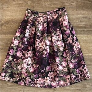 Floral Pink and Purple Women's Knee Length Skirt
